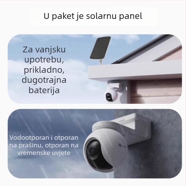 Fluorite HB8 Solarno napajana vanjska bežična PTZ kamera za kućnu sigurnost, HD na daljinu, domet 30 m+, doživotno bez troškova podataka