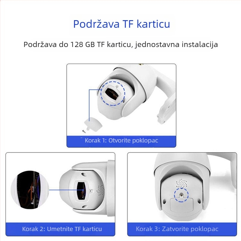 Tuya bežična pametna kamera 3MP, 2 inča, Wi-Fi PTZ kupolna kamera s rotacijom i noćnim vidom u boji