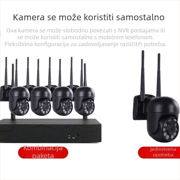 Vanjska HD kamera za nadzor, vodootporna bežična Wi‑Fi kupolna kamera, daljinsko praćenje putem mobitela i NVR sustav za nadzor.