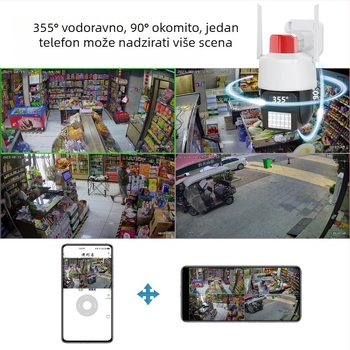 360° Panoramska bežična WiFi dome kamera za unutarnje/ vanjske nadzor - senzor 1/2.7in, -20°C do 55°C, 12V