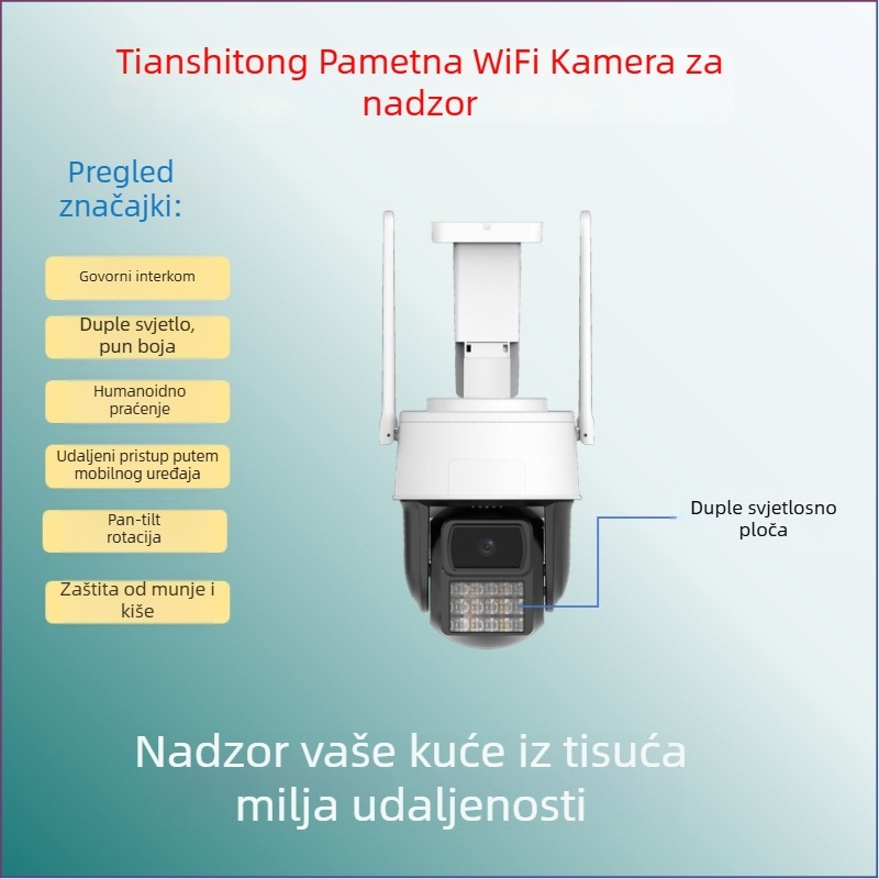 360° Panoramska bežična WiFi dome kamera za unutarnje/ vanjske nadzor - senzor 1/2.7in, -20°C do 55°C, 12V