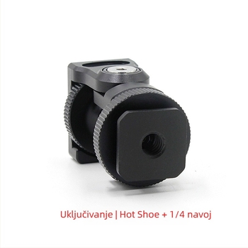 Držač za monitor i rasvjetu za SLR kameru s podesivim tlumenjem, aluminijska legura, 360° horizontalno okretanje, 90° vertikalno naginjanje, stabilizator za hot-shoe