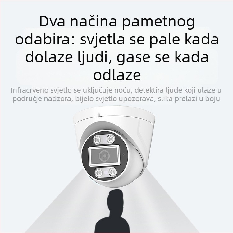 4/5/8 MP dvostruko osvjetljenje noćnog vida, potpuno boje, unutarnja kupolna PoE mrežna kamera sa zvukom