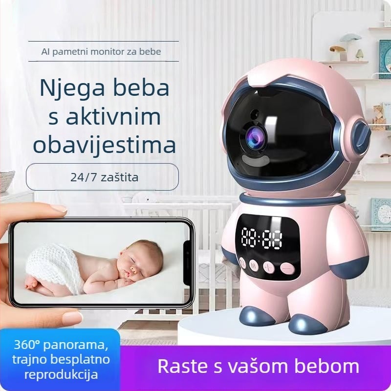 Space Robot Monitor – Bežični Wi‑Fi kamera s 360° panoramskim noćnim vidom i interkomom za kućnu upotrebu