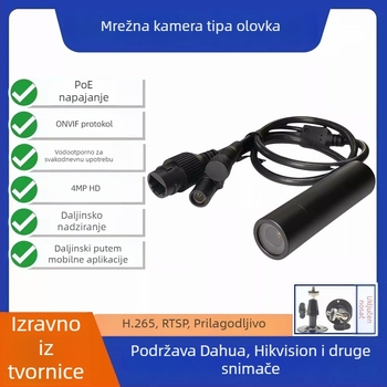 Kućna vodootporna 4MP HD daljinska mrežna kamera u držaču za olovku, industrijska kamera s kabelskim PoE