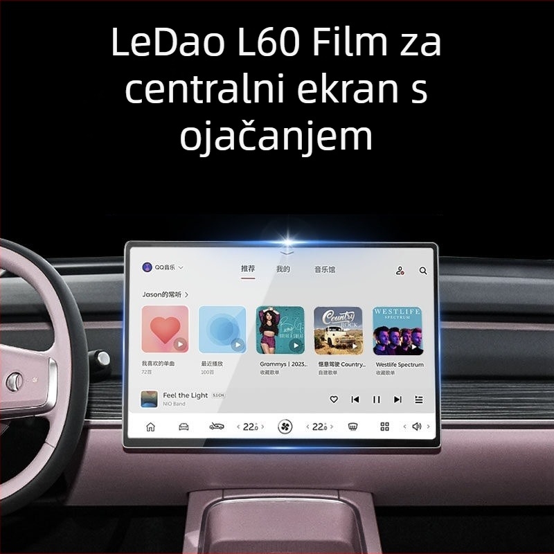 Qiu yiming zaštitno staklo za zaslon središnjeg navigacijskog zaslona L60 i stražnjeg zaslona, premaz protiv otisaka prstiju