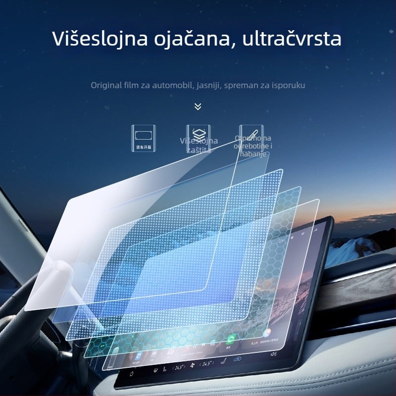 Zaštitno staklo zaslona zaslon navigacije u automobilu — jednokomponentno oblikovanje; otporan na otiske prstiju; universalna kompatibilnost; marka Qiu yiming