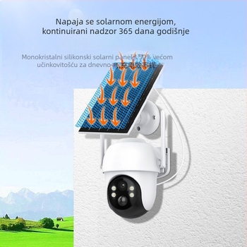 Solarna kamera za kućni nadzor s 360° panoramom, vanjska bežična noćna vizija HD, daljinski pristup putem mobilnog uređaja