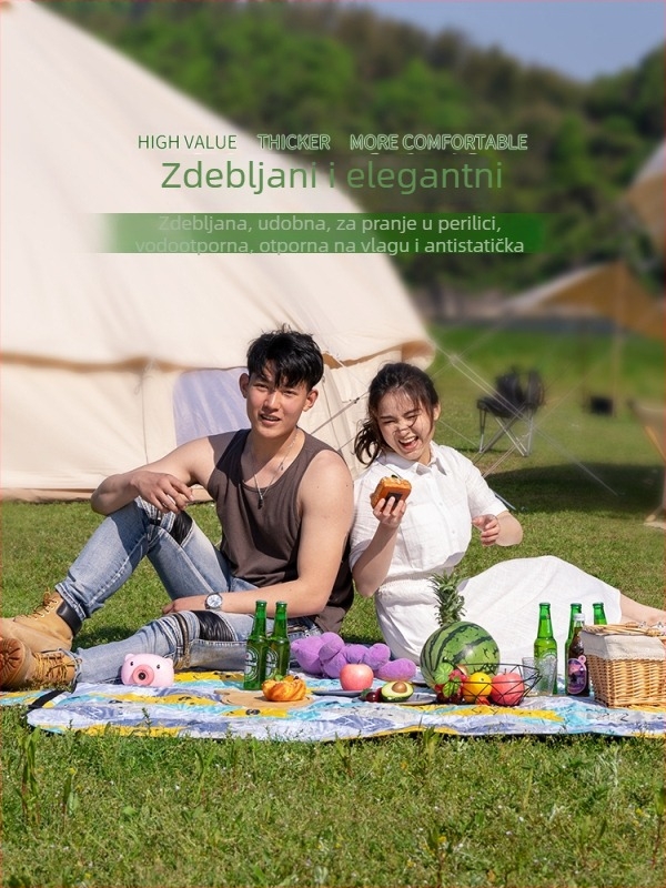 Miss Eko debeli ultrazvučni vodootporni piknik podmetač za kampiranje, prijenosni, strojno pranje, PEVA i poliester, 2,4 kg