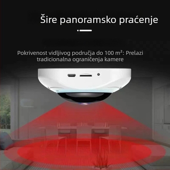JWEI GW-0630w 360° panoramska stropna kamera za unutarnju upotrebu, bežični Wi-Fi, 1080p, noćni prikaz, detekcija pokreta i obavijesti alarma