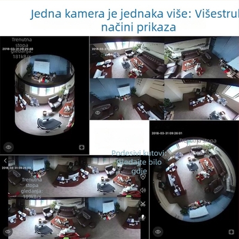 JWEI GW-0630w 360° panoramska stropna kamera za unutarnju upotrebu, bežični Wi-Fi, 1080p, noćni prikaz, detekcija pokreta i obavijesti alarma