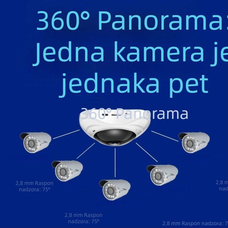JWEI GW-0630w 360° panoramska stropna kamera za unutarnju upotrebu, bežični Wi-Fi, 1080p, noćni prikaz, detekcija pokreta i obavijesti alarma