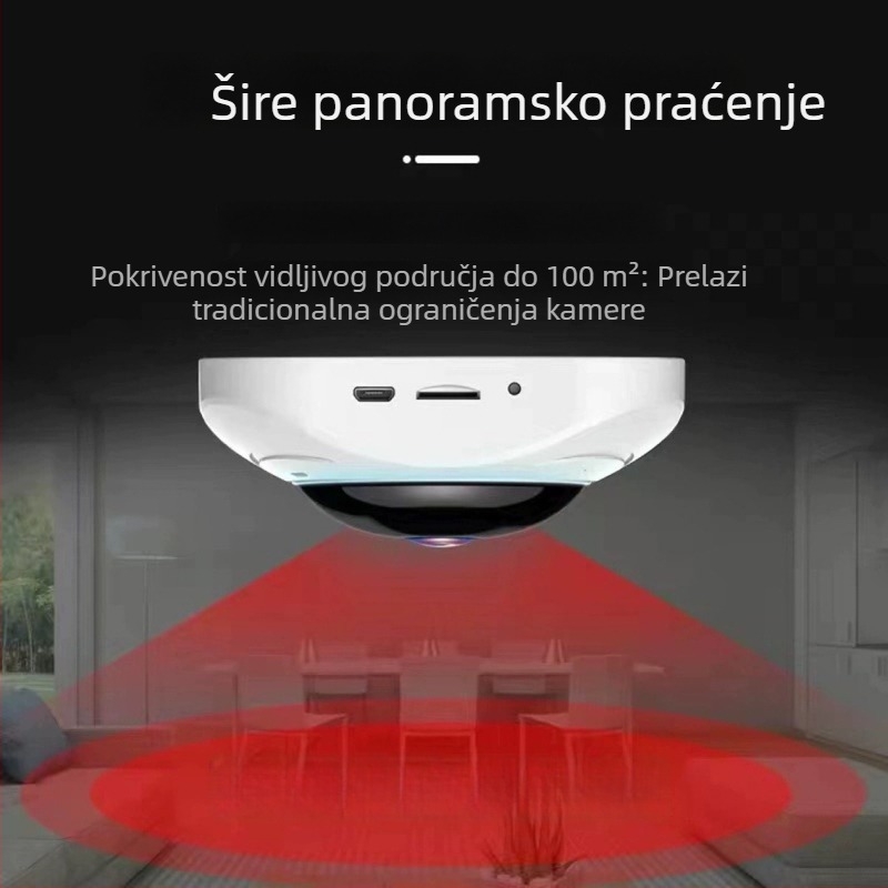 JWEI GW-0630w 360° panoramska stropna kamera za unutarnju upotrebu, bežični Wi-Fi, 1080p, noćni prikaz, detekcija pokreta i obavijesti alarma