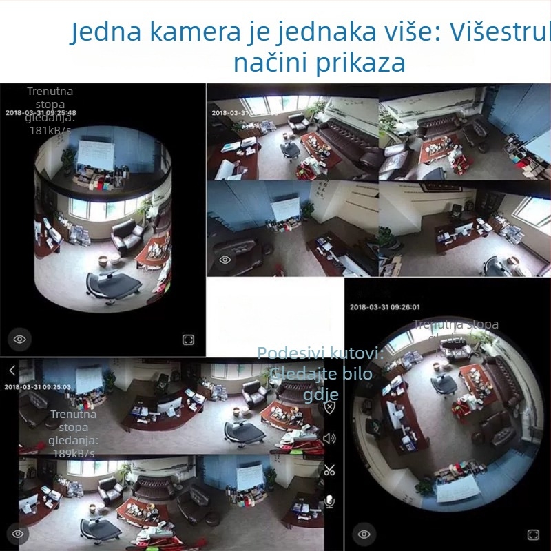 JWEI GW-0630w 360° panoramska stropna kamera za unutarnju upotrebu, bežični Wi-Fi, 1080p, noćni prikaz, detekcija pokreta i obavijesti alarma