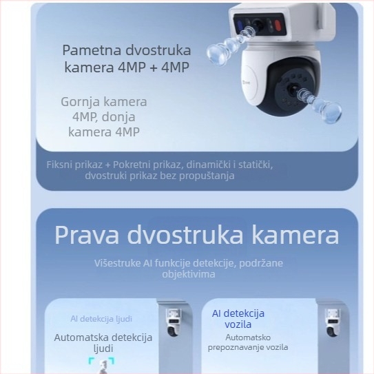 Fluorite Y9 Wi‑Fi pametna kamera za unutarnji i vanjski nadzor, daljinski pristup preko telefona, HD noćni prikaz, 4G bez podataka