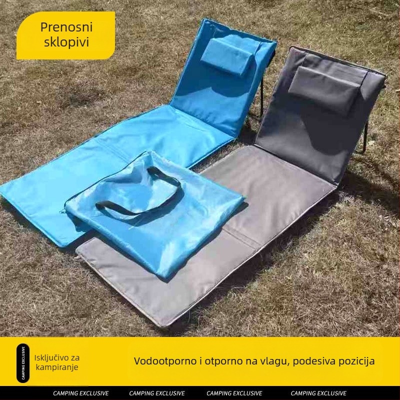Plažna podloga za kampiranje s sklopivim naslonom, debela, prenosna, za 1 osobu