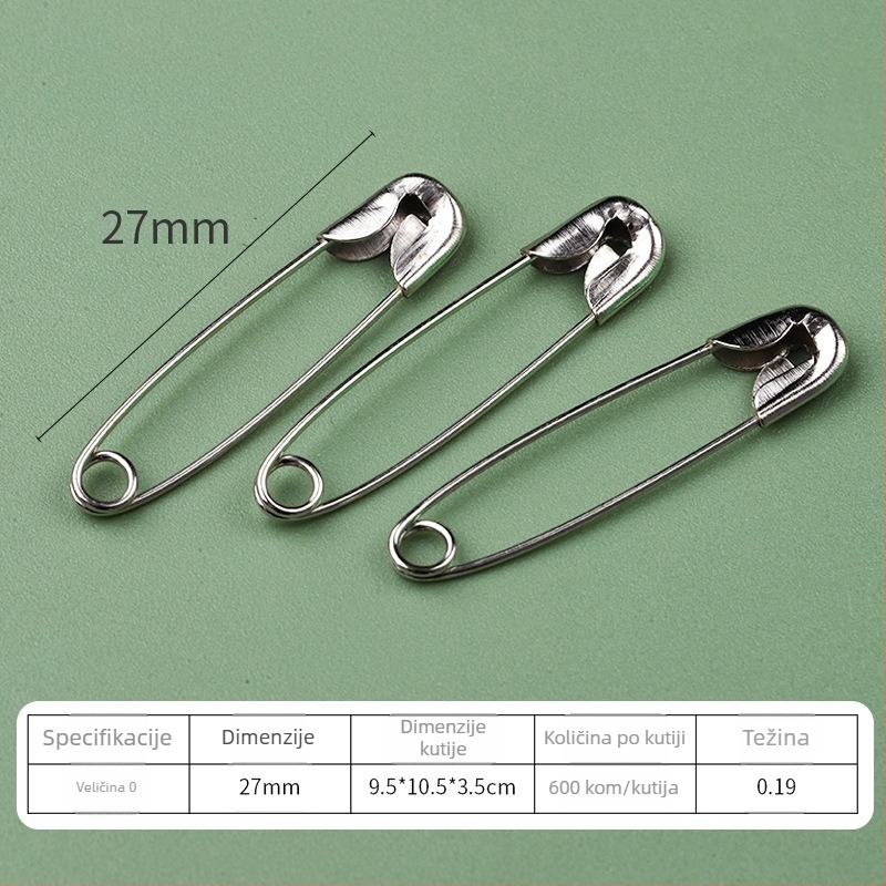 Metalni sigurnosni pin za odjeću, starinski zakrivljeni kopčasti pin