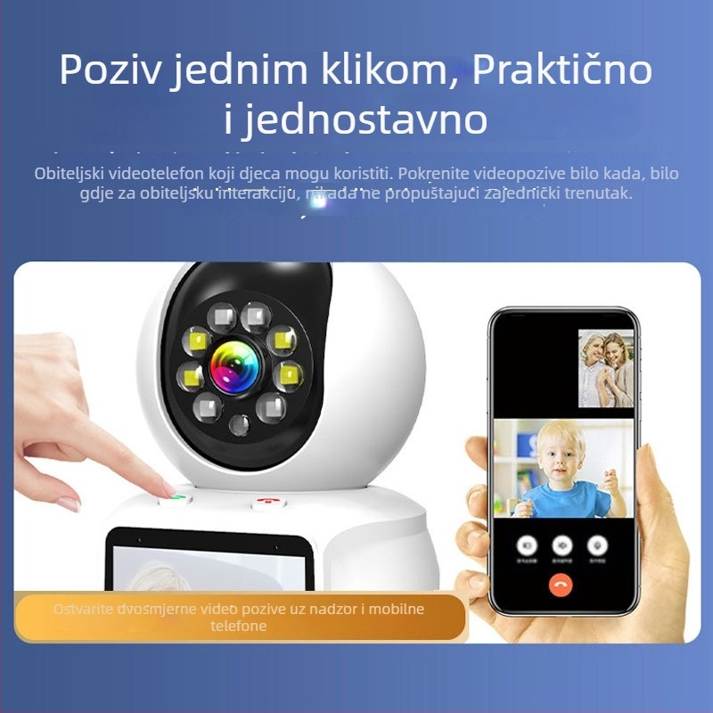Bežična Wi-Fi kamera za nadzor s jednim klikom videopoziva, dvosmjerna vizualna interkom, snimka humanoida i automatska patrola