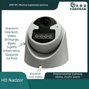 4MP kamera za nadzor s prepoznavanjem ljudske siluete i alarmom, dvostrukim izvorom svjetla, hemisferična kamera u boji