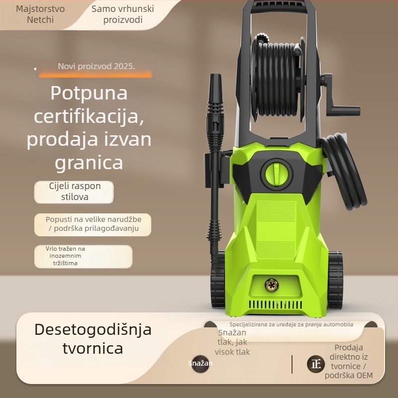 Uspravni visokotlačni uređaj za pranje automobila – 220V, 1400W, 150 bar, 10 L/min, kućna upotreba