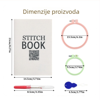Set za šivanje vezova za početnike – plastični obruč za vezenje, višestruki uzorci veza, upute za početnike, minimalistički stil, šifra proizvoda cxd005, pakiranje 5000 komada, težina 7,1 g
