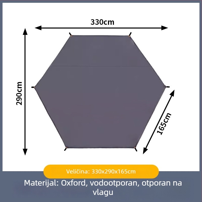 Šesterokutna podloga za pod šatora – otporna na habanje, vodootporna i otporna na vlagu, PE podloga za kampiranje (za više osoba, može se spojiti)