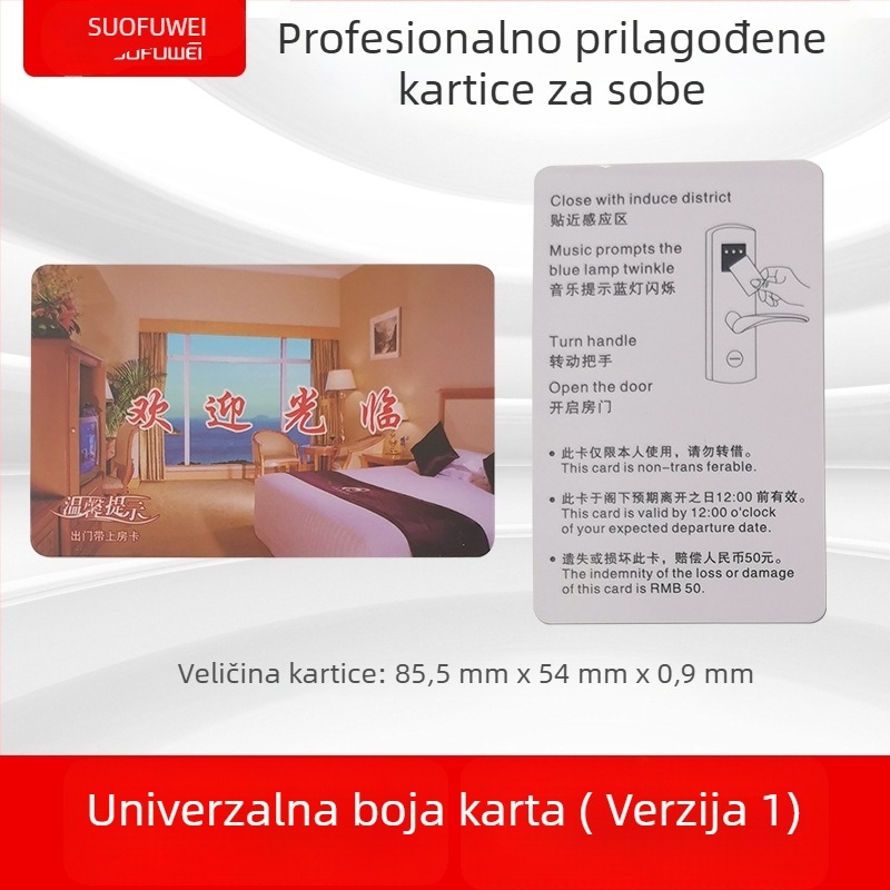 Pametna kartica za hotelska vrata s čipom T5577 — kontaktna IC kartica, 1024 memorije, ciklusi pisanja >100000, radna temperatura -20 do 85°C