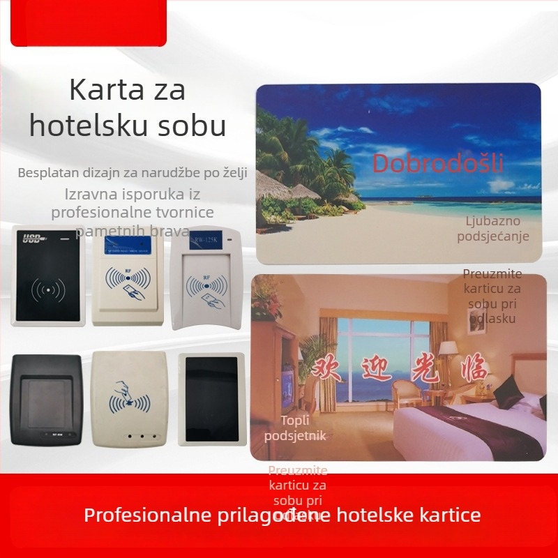 Pametna kartica za hotelska vrata s čipom T5577 — kontaktna IC kartica, 1024 memorije, ciklusi pisanja >100000, radna temperatura -20 do 85°C