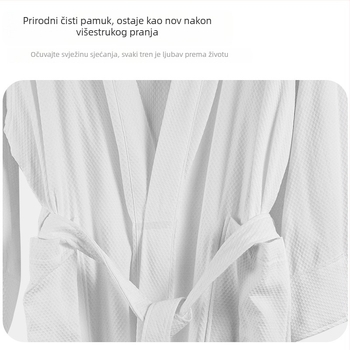 Ogrtač za kupaonicu u hotelskom stilu, unisex, vafl tkanina, 100% pamuk, ljeto, 800 g