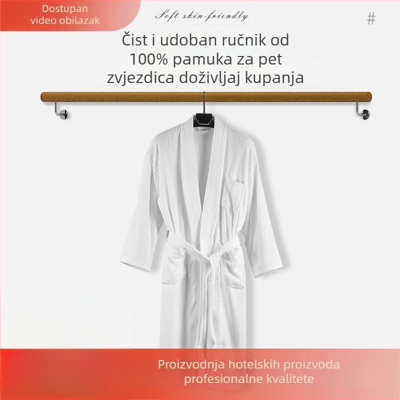 Ogrtač za kupaonicu u hotelskom stilu, unisex, vafl tkanina, 100% pamuk, ljeto, 800 g