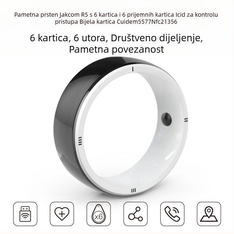 Jakcom R5 pametni prsten za pristup s 6 karticama (2 IC, 2 ID, 2 NFC) – memorija 100