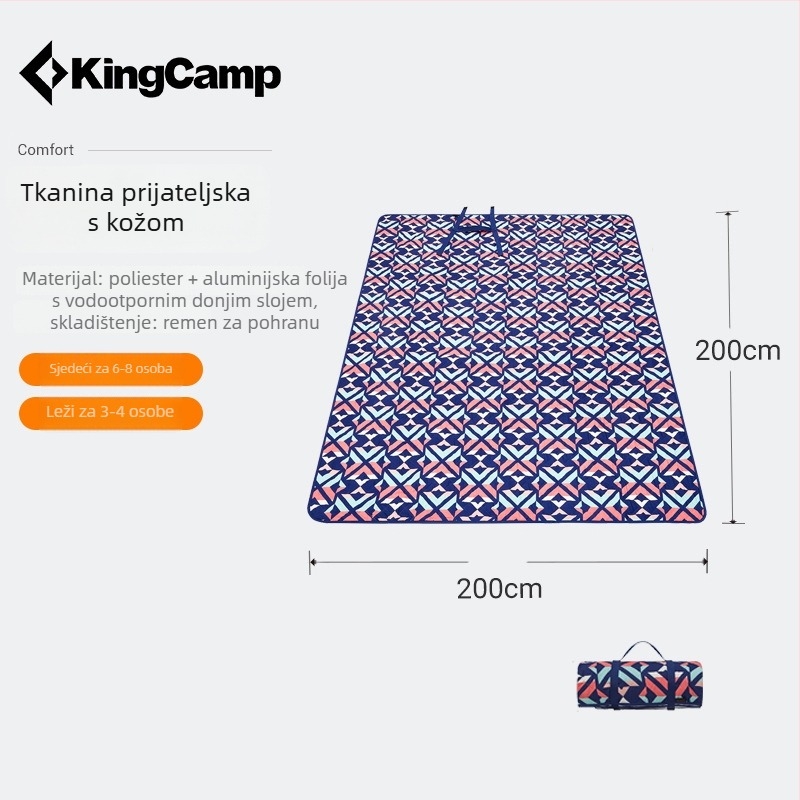 KingCamp vanjska piknik prostirka, prijenosna kamping podloga, otporna na vlagu, za 4–6 osoba, model KP2003