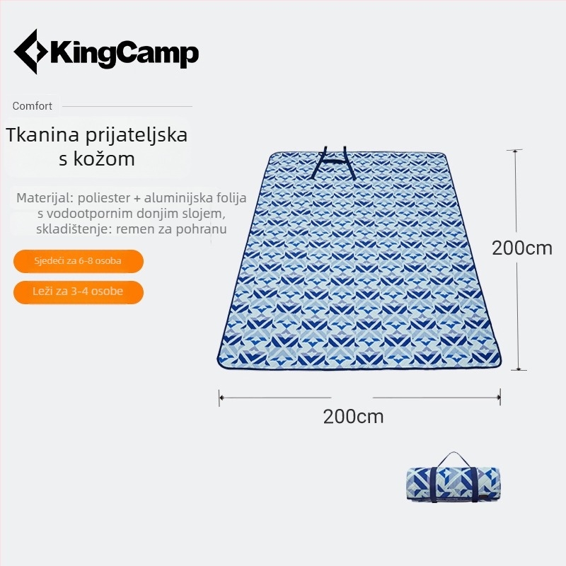 KingCamp vanjska piknik prostirka, prijenosna kamping podloga, otporna na vlagu, za 4–6 osoba, model KP2003