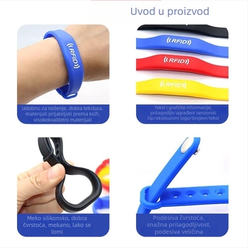 Pametna narukvica s IC kartom — vodootporna, prepisiva, silikon, kontaktna IC kartica, za pristup u saunu, bazen i lift
