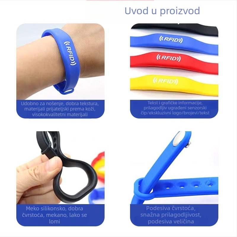 Pametna narukvica s IC kartom — vodootporna, prepisiva, silikon, kontaktna IC kartica, za pristup u saunu, bazen i lift