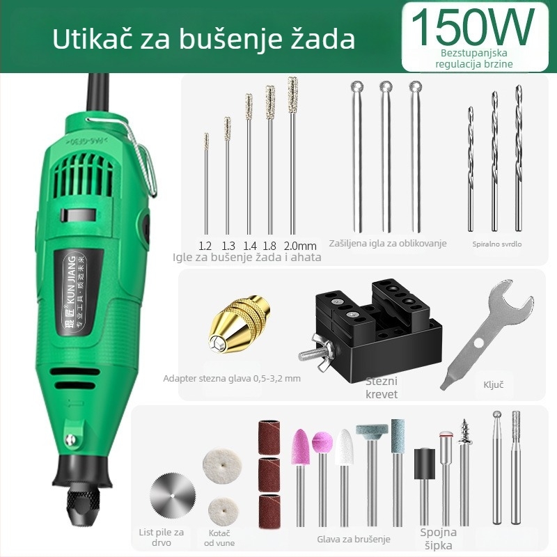 Alat za bušenje perli od žada, ahata, smaragda i kristala — DIY nakit, mali električni bušač s proširivačem rupa