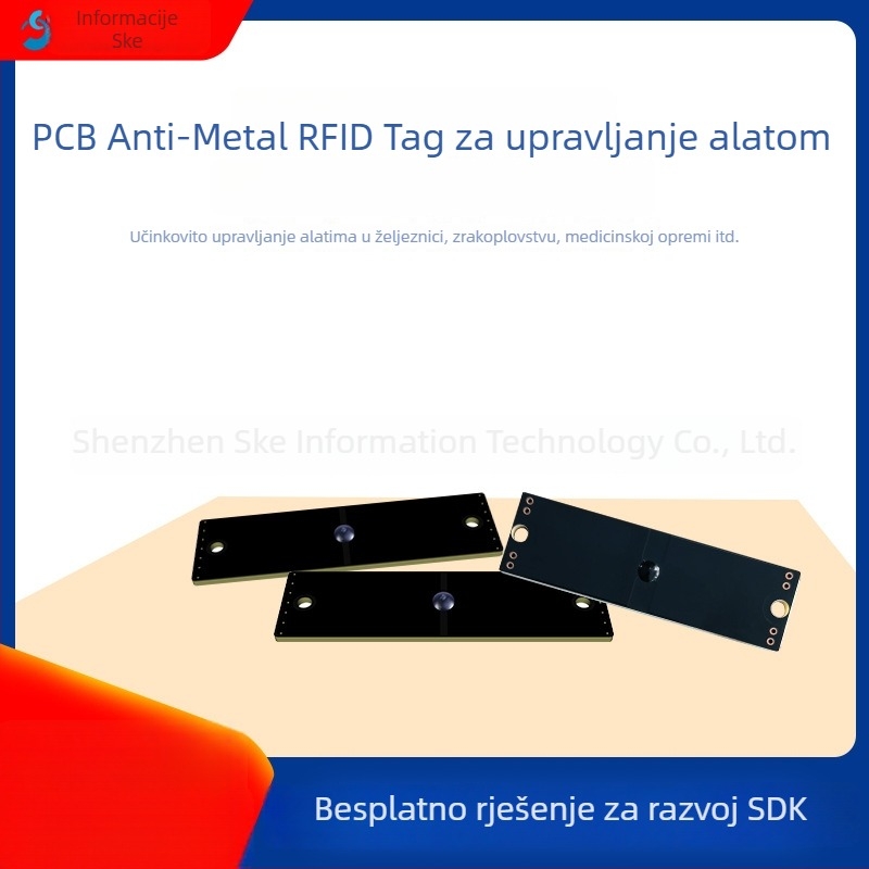 UHF RFID anti-metalska oznaka za inteligentno upravljanje opremom na policama, domet čitanja 5 m, čipovi: NXP U9/U8, Impinj R6P, M4QT, M4E