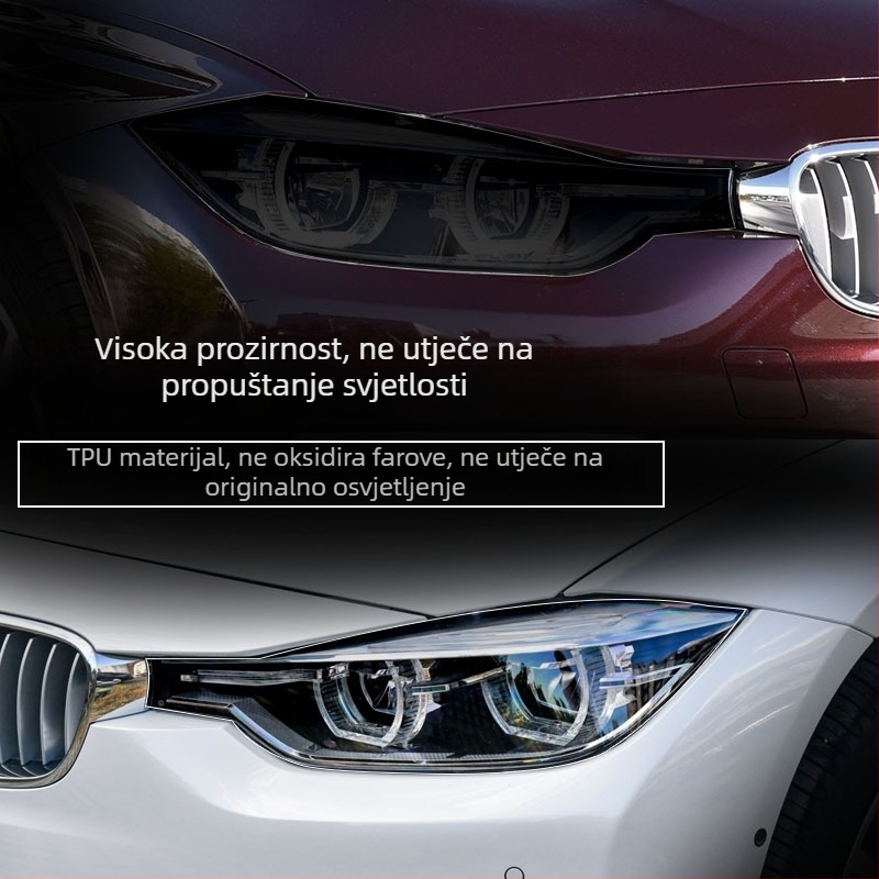 TPU zaštitni film za farove BMW 3. serije (2013–2019, 2020–2022), tamni farovi s prozirnim zaštitnim slojem protiv ogrebotina