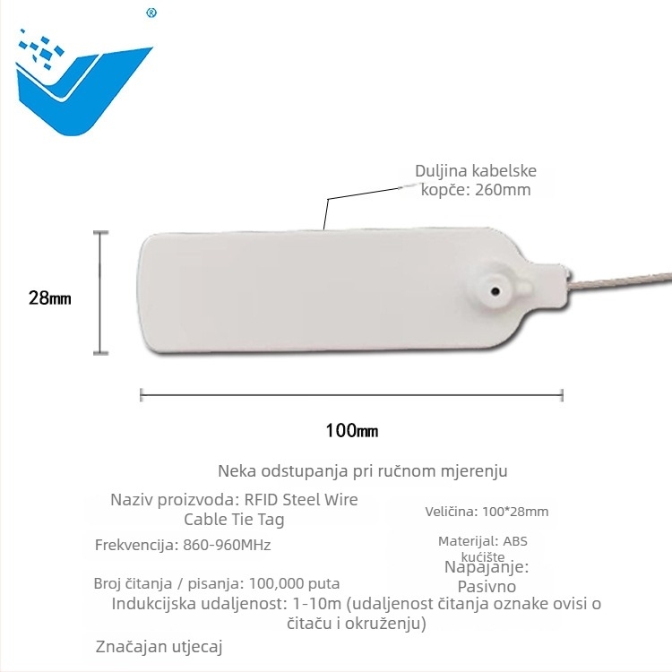 UHF RFID elektronički tag – Model QFBQ-B, Čip U8, Kapacitet pohrane 128, Vrijeme čitanja/pisanja 1-2, Domet očitavanja 100-1000