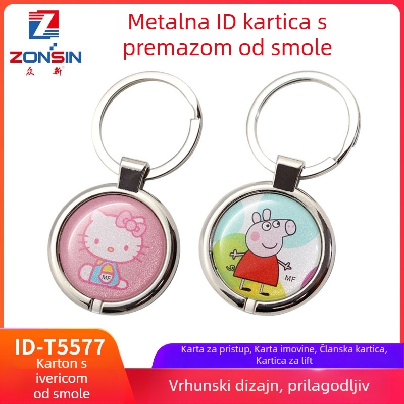 Metalni držač ID kartice s rubnim rubom za pristup/lift/kartice vlasništva – ID-T5577, 125KHz, vrijeme čitanja 0.1s, nehrđajući čelik + PVC, Zonsin