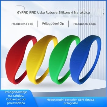 NFC/RFID silikonska narukvica – pametna kartica s 1K memorijom, proximalno čitanje, -30 do +80°C, pristup u teretanu, evidencija i školska plaćanja