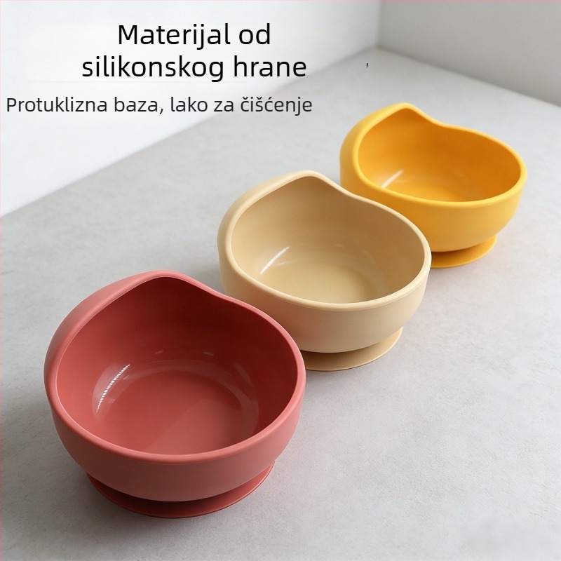 Silikonski set zdjela i žlice sa oblikom puža za djecu – 2-dijelni set, hrani silikon, od 6 mjeseci
