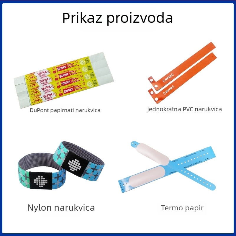 RFID najlonska elastična narukvica s F08 čipom za koncerte i zabavne parkove; domet detekcije 1,5–10 cm