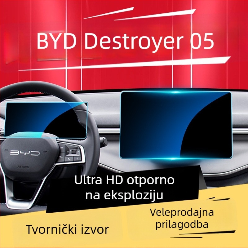 BYD Destroyer 05 Zaštitna folija za središnji zaslon – kaljeno staklo za zaslon instrumenata i navigacije
