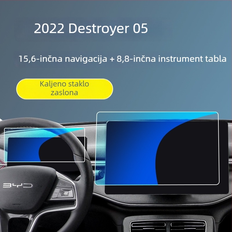 BYD Destroyer 05 Zaštitna folija za središnji zaslon – kaljeno staklo za zaslon instrumenata i navigacije