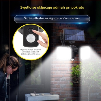 LED podijeljena solarna svjetiljka s senzorom pokreta, vanjska zidna rasvjeta za dvorište, 5W, 3.7V, 6–12 sati osvjetljenja