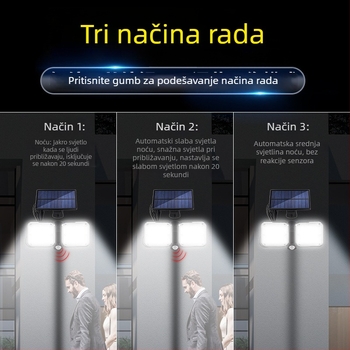 LED podijeljena solarna svjetiljka s senzorom pokreta, vanjska zidna rasvjeta za dvorište, 5W, 3.7V, 6–12 sati osvjetljenja