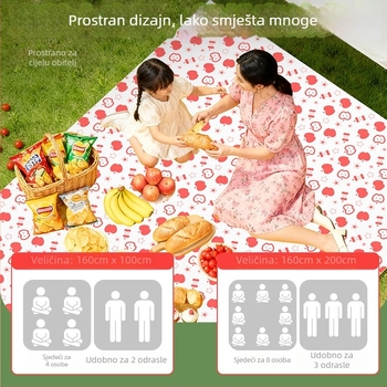 Vanjska kamperska podloga za piknik — protuklizna i vodonepropusna, debela, od nevidljive tkanine + cast filma; pravokutnog oblika; za 2–4 osobe