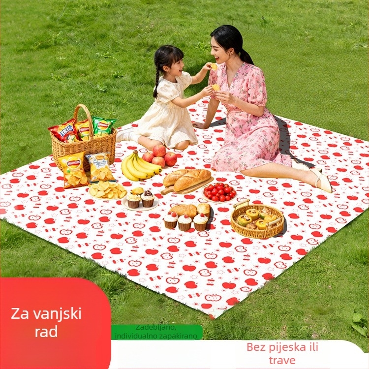 Vanjska kamperska podloga za piknik — protuklizna i vodonepropusna, debela, od nevidljive tkanine + cast filma; pravokutnog oblika; za 2–4 osobe