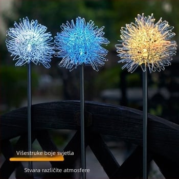 Solarna vrtna lampa u obliku maslačka, IP65 vodootporna, aluminijska žica kugla, pokriće 1–3 m², trajanje osvjetljenja 6–12 sati, 0.04W